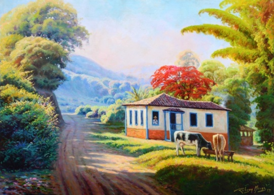 Amanhecer na Fazenda, pintura de Robson Neves